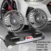 5V  Car Fan Cooling Car Fan Dual Head Usb Car Fan 2 Speeds Adjustable Auto Cooler Air Fan Car Accessories Wind Regulation