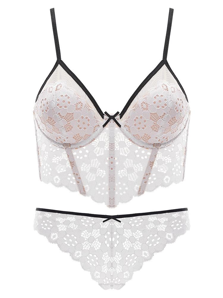 French Ultra-thin Women's Big Breasts Show Small Breasts, Spring and Summer Thin Styles, Sub-breasts, Anti-sagging Set, Thin Shoulder Suspender Bra.