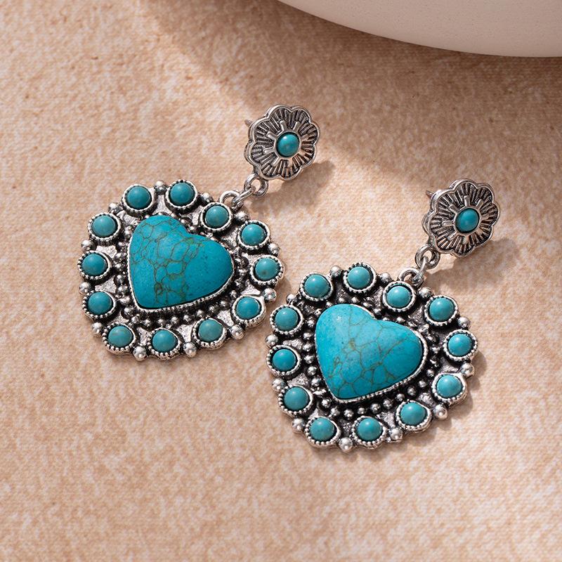 Premium Turquoise Love Earrings Premium Retro Bohemian Earrings Personality Trend Party Earrings