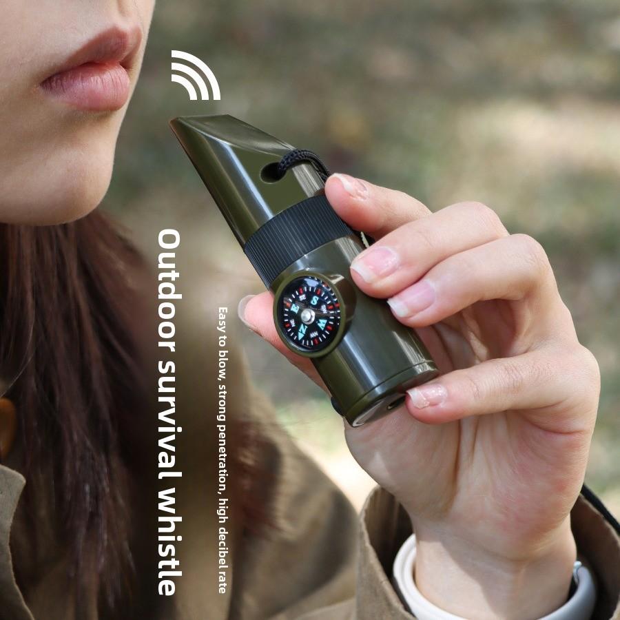 Outdoor Camping Seven-in-one Multi-functional Whistle ALICE Survival Whistle Life-saving Whistle with Flashlight Thermometer Compass