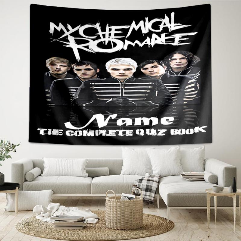Custom Name My Chemical Romance Print Tapestry, Backdrop, Easy Setup, Ideal for Bedroom, Office & Living Room, with Aesthetic Wall Hanging Decor.