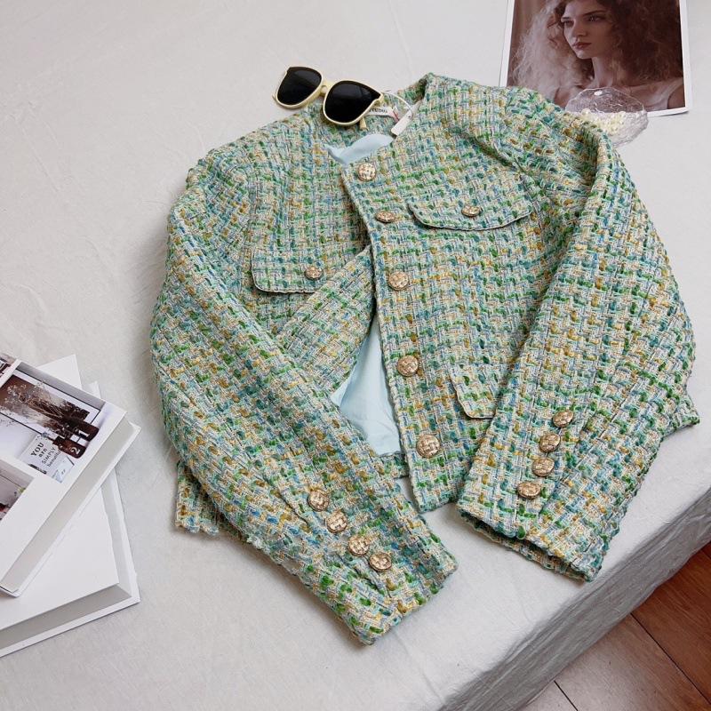 

Короткая куртка женская весенняя высокого класса во французском стиле с длинными рукавами L синий