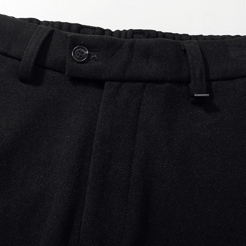 FAPAI Men's Half Elastic Waist Faux Wool Casual Pants