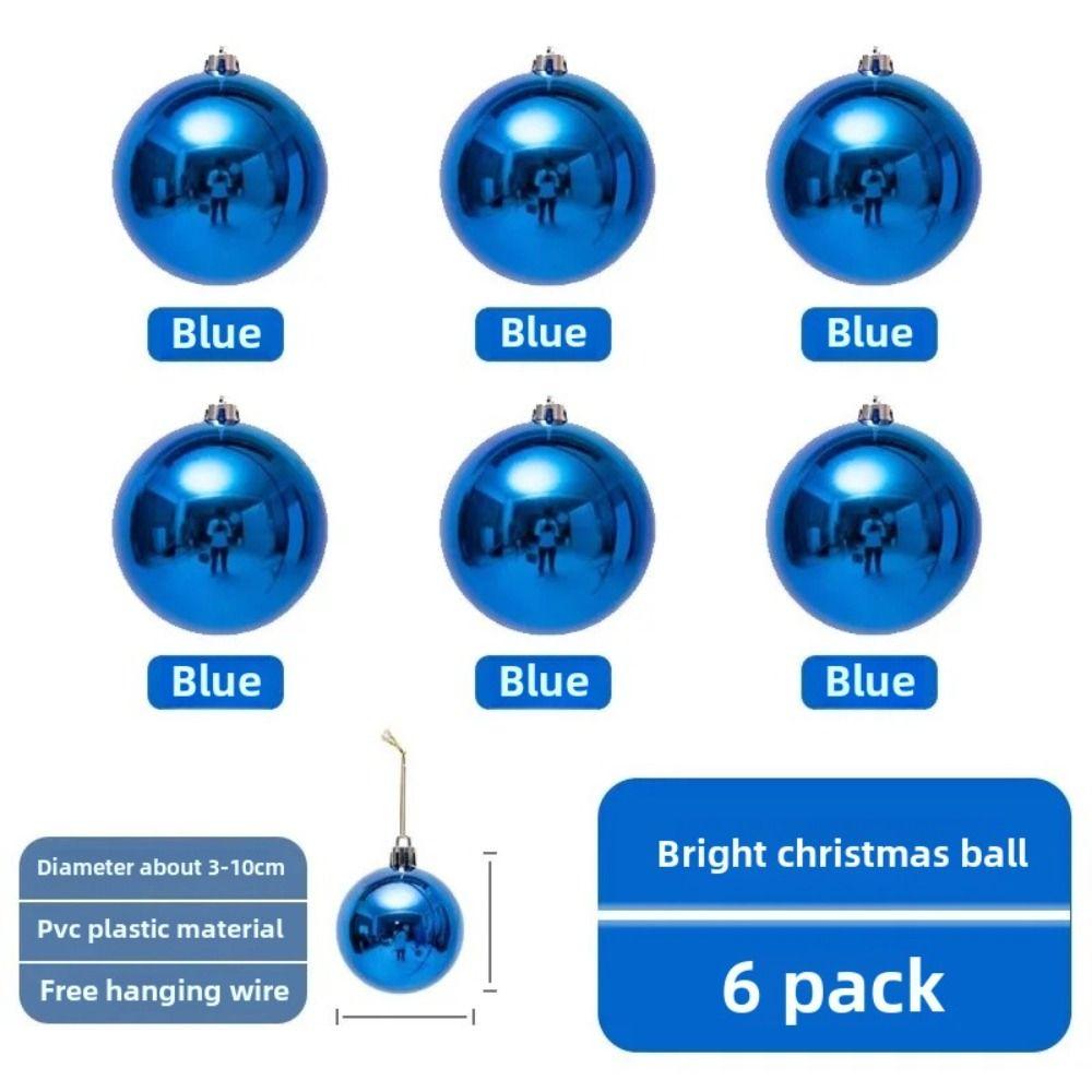 6PCS Big Plastic Giant Christmas Ball 5 Colors 6cm 8cm Christmas Tree Balls Electroplating Christmas Lion Tiger Ball Party