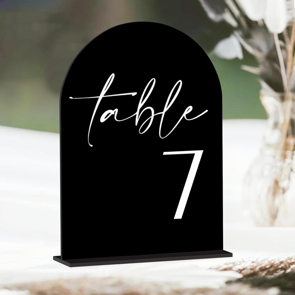 Arch Acrylic Wedding Table Number Card with Stand Mirrored Table Number Holder for Wedding Reception,Party,Anniversaries,Event