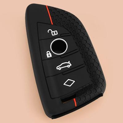 4 Button Black Silicone Smart Fob Remote Key Fob Cover Case Protector Fit for 1 2 3 4 5 6 7 8 Series X1 X3 X5