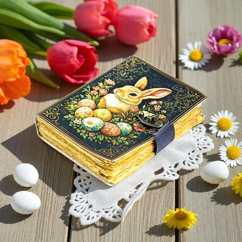 Bunny Rabbit Leather Grimoire Journal: Deckle Edge Spell Book