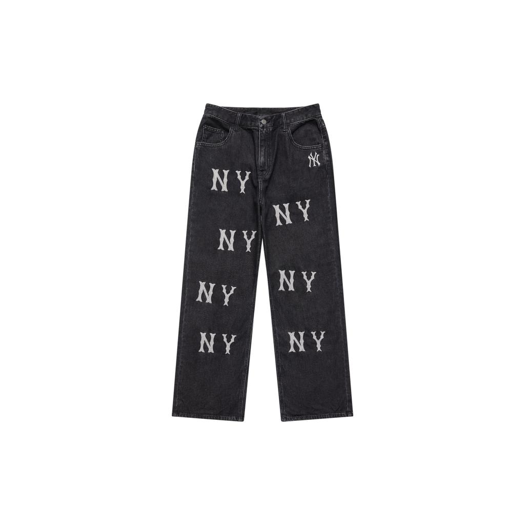 New MLB Wide Leg Jeans Pants Women's Black 3FDPB0534-50BKS