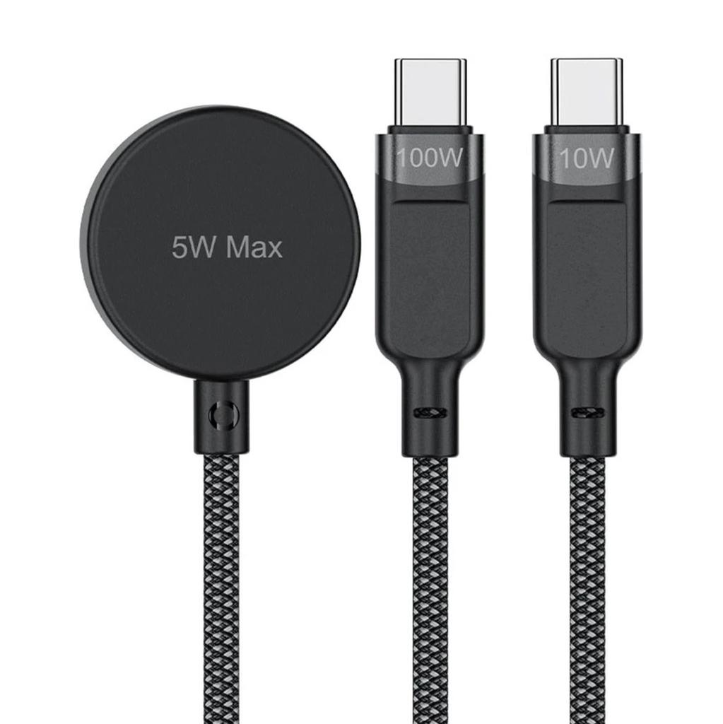 Kabel 3W1 Acefast C6-11 Usb-C - 2X Usb-C / Qi 480Mb/S 100W 1.2M - Czarny