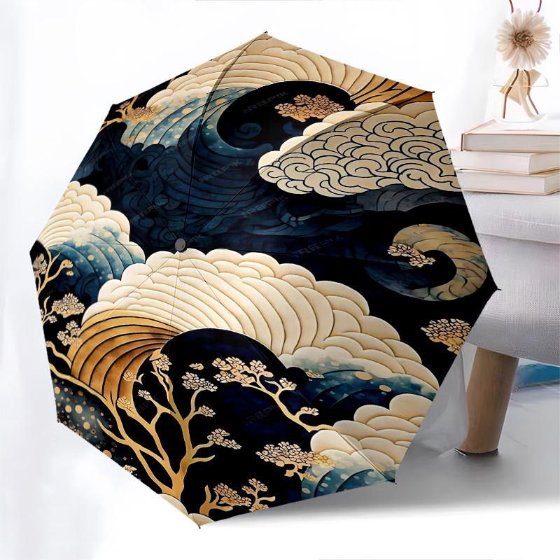 Japanese style- Automatic Umbrella, Four Seasons Portable Folding Umbrella, Suitable for Men and Women, Travel, Daily Compact Umbrella, Outd