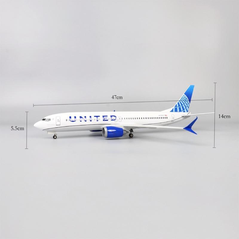 Plane Model Resin Diecast Airplane Model United Airlines B737 47cm 1:85 Scale  Aircraft Model Collection Display Christmas Gifts