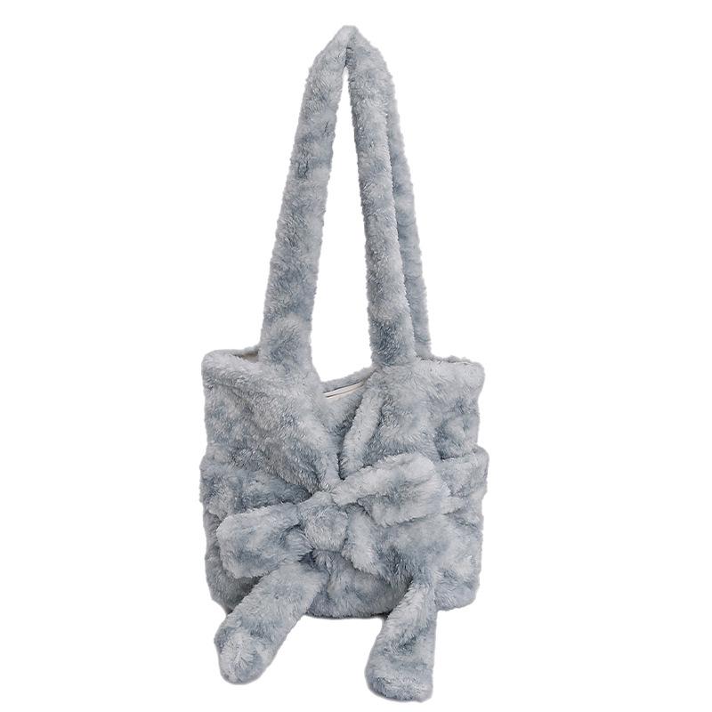 2025 Autumn/Winter Plush Bow Shoulder Bag - Sweet, Versatile, Multi-color Handbag