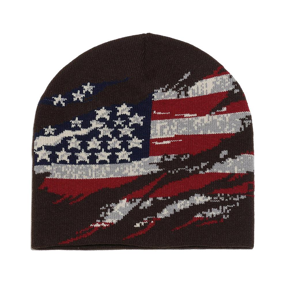 Cold Hat Men's Winter New Pullover Hat American Retro Flag Star Jacquard Knitted Hat Ear Protector Wool Hat