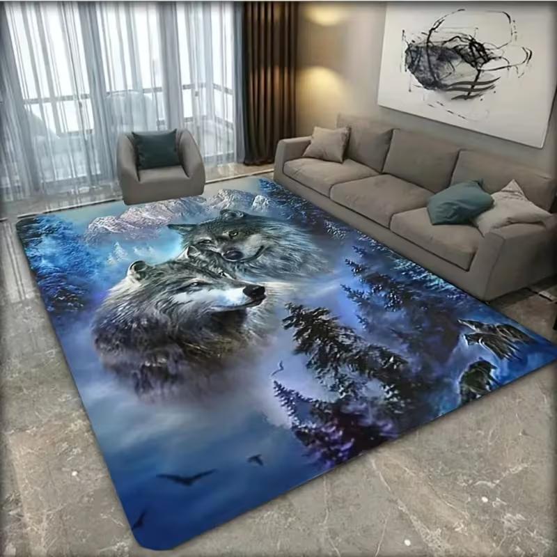 

Charming Wolf Winter Forest Pad with Snow Capped Pine Bedroom Living Room or Bathroom Texture Pad Home Decoration Bedroom Carpet 40X60cm