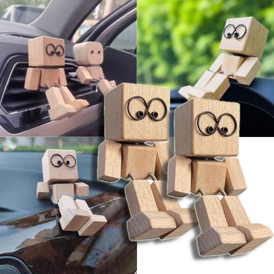 Magnetic Shaking Wooden Man For Car Decoration Cute Wood Man Ornaments Leg-swinging Robot Best Gifts 1/2Packs
