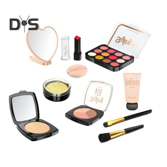 

10 шт. детский набор для макияжа для девочек, ролевые игры, косметический набор с палитрой теней для век, помадой, зеркалом, более моющаяся игрушечная косметика для малышей и детей чёрный