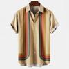 Summer new men's top striped D print men's cardigan lapel