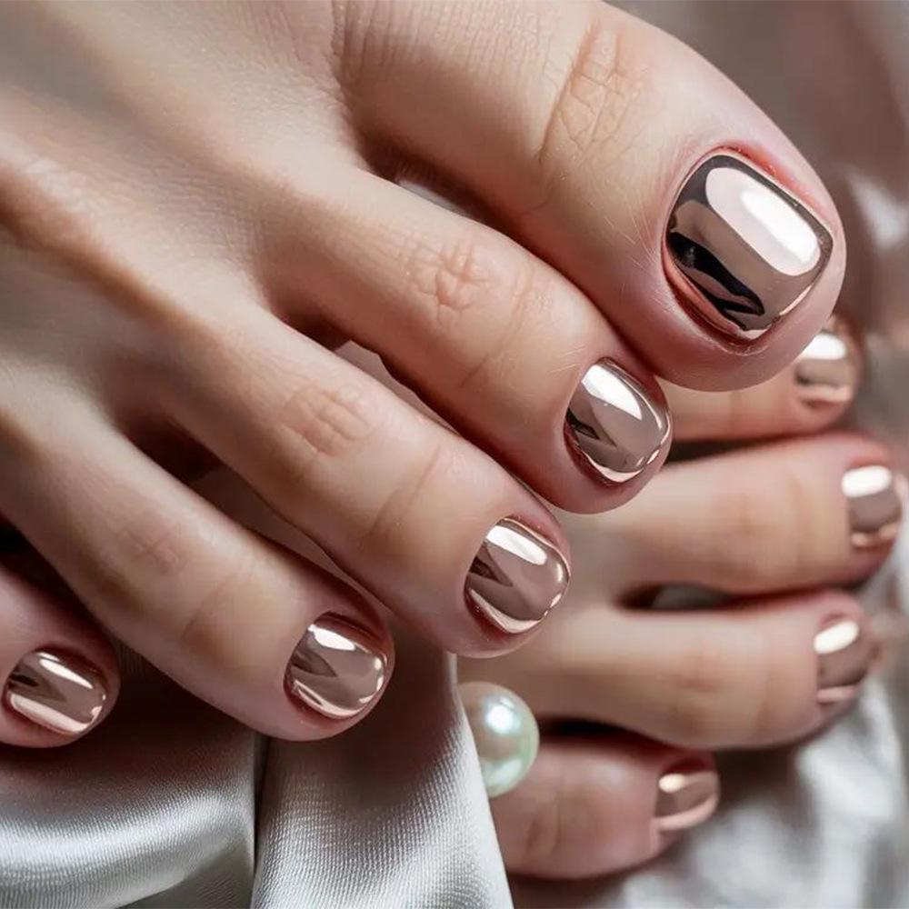 Rose Gold Electroplated Nail Art Stickers for Feet & Hands - Removable & Wearable