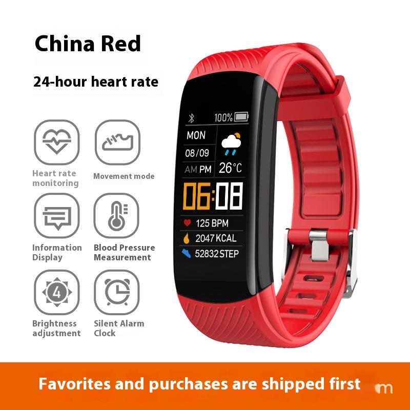 C5S Color Screen Exercise Step Counting Smart Bracelet Heart Rate Blood Pressure Health Monitoring Silicone