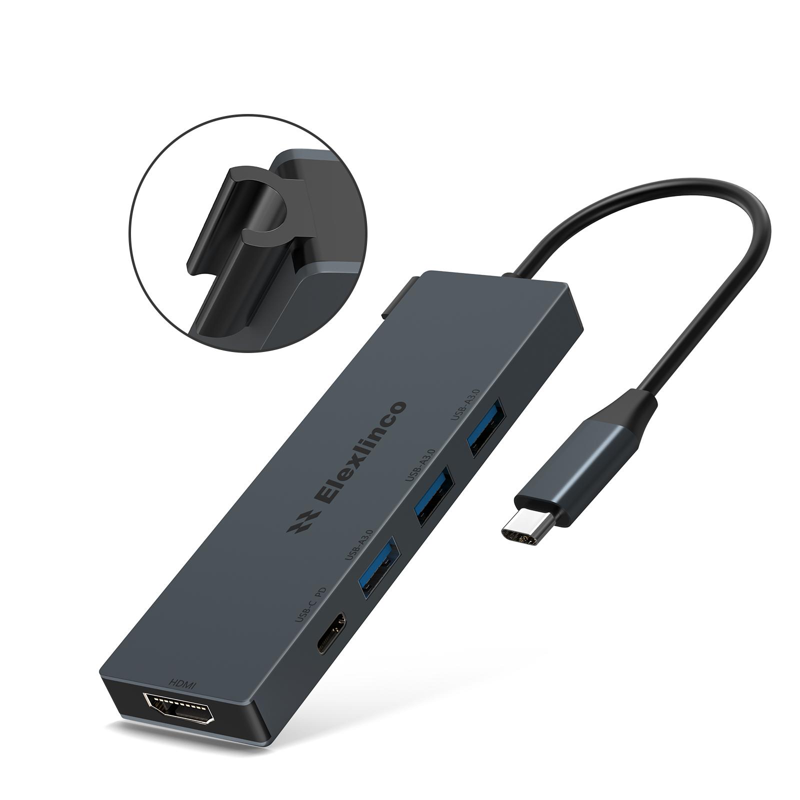

Адаптер-концентратор USB 3.0, адаптер USB C 5-в-1 с 4K USB C на HDMI, PD 100 Вт и портом передачи данных для iPad Pro, MacBook Pro и других устройств