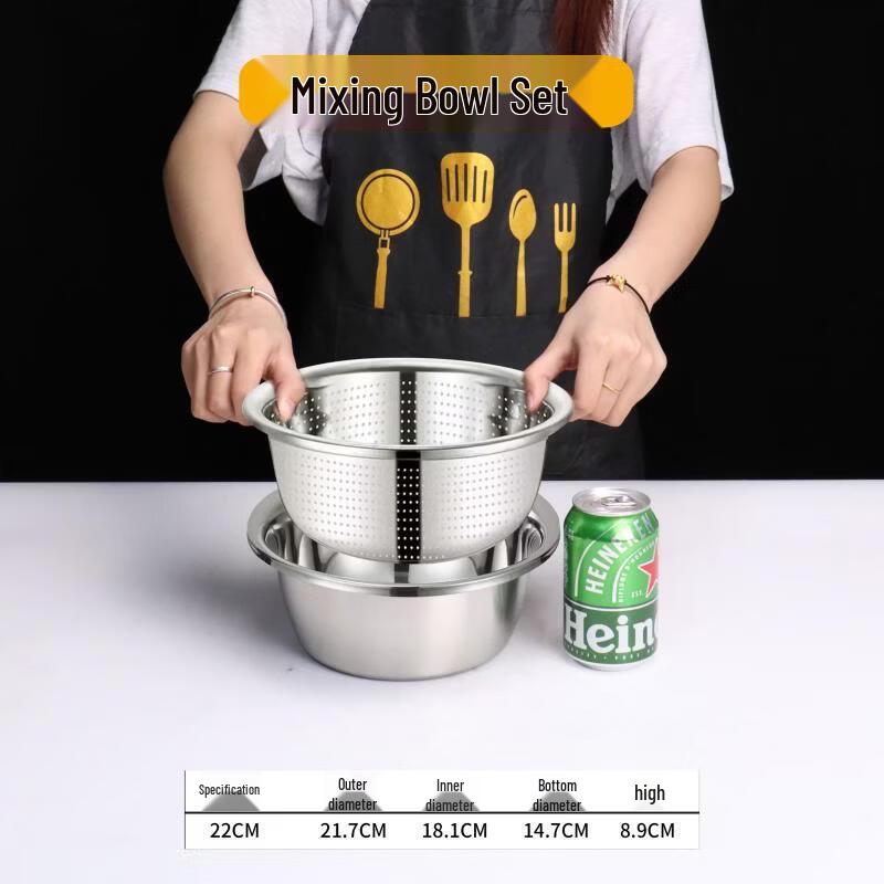 Yuzhuxun Stainless Steel Round Drain Basin & Bowl Set