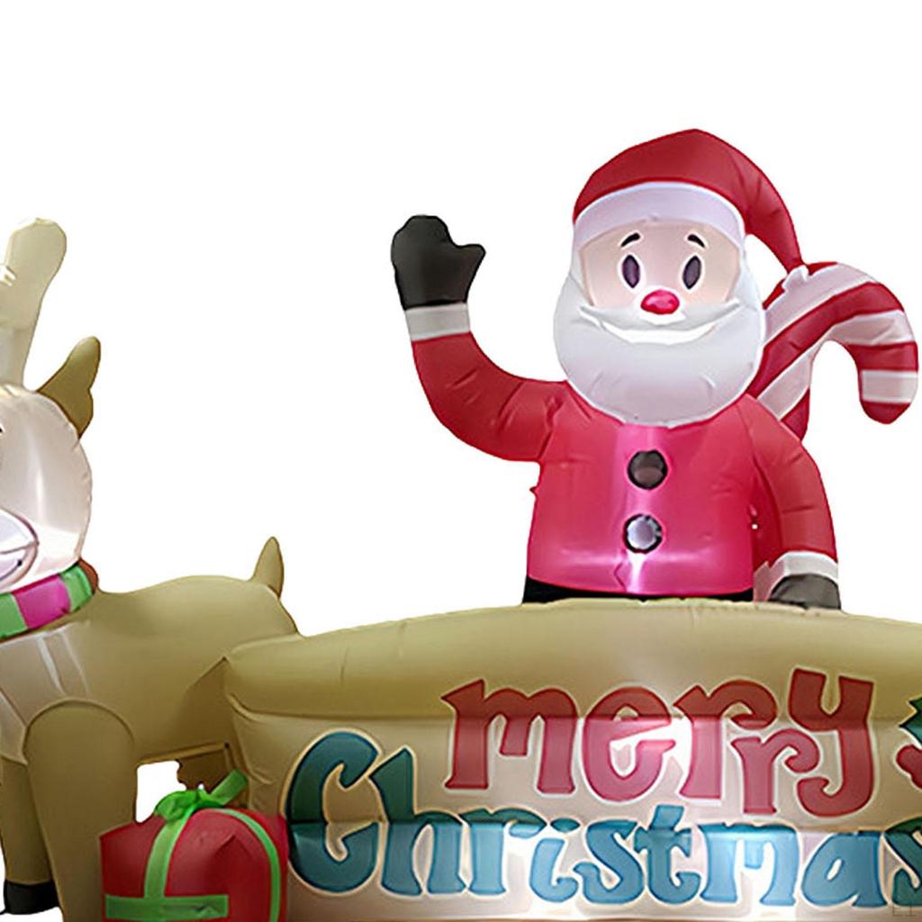 Christmas Inflatable Santa & Reindeer with Merry Sign Giant Scene Layout Build in LED