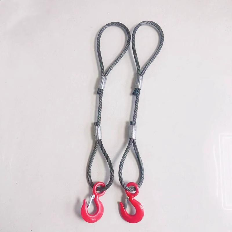Pressed Oily Double-Leg Wire Rope Hook Sling for Lifting