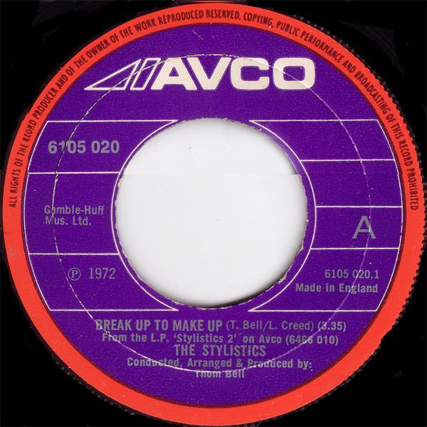 

7inch Record STYLISTICS - Break Up To Make Up 6105020 Avco 1972 UK Soul/Funk Used