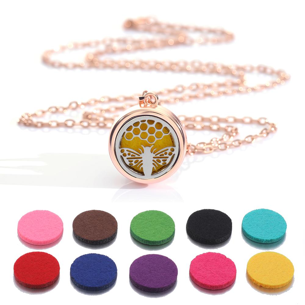 New rose gold Tree Of Life Aromatherapy Perfume Locket Fashion Essential Oil Diffuser Necklace For Women Pendant Jewelry Gift