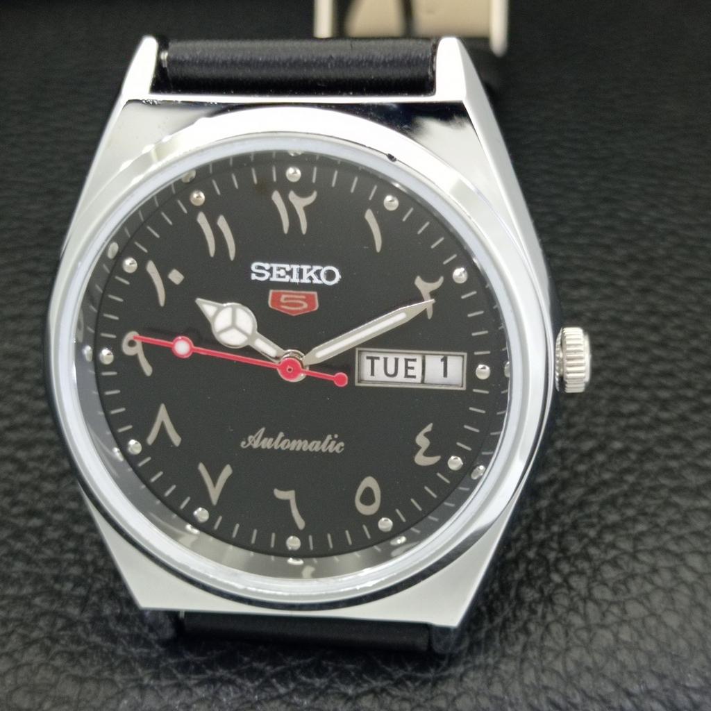 REFURBISHED VINTAGE SEIKO 5 AUTOMATIC 6309A JAPAN MENS BLACK WATCH a441317-5 Sk-a441317