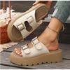 Retro High Soft-soled Beach Shoes Thick-soled Cool Slippers for Women's Summer Outdoor Wear Platform Slippers