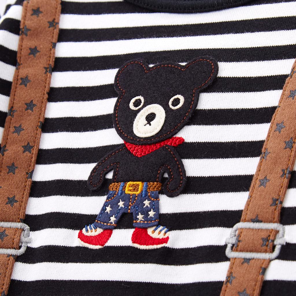 MIKI HOUSE Double B Langarm Gestreift Bär Made in für Jungen und Größe T-Shirt, Design, Leichtgewicht, Japan, Mädchen, Baby, Kinder, Kinderbekleidung,