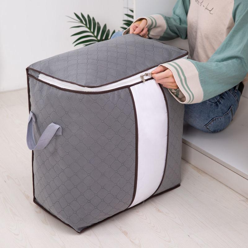 1/2/3/4pc Foldable Bamboo Charcoal Quilt Storage Bag Clothes Sweater Blanket Organizer Box Storage Bag Household Organizations