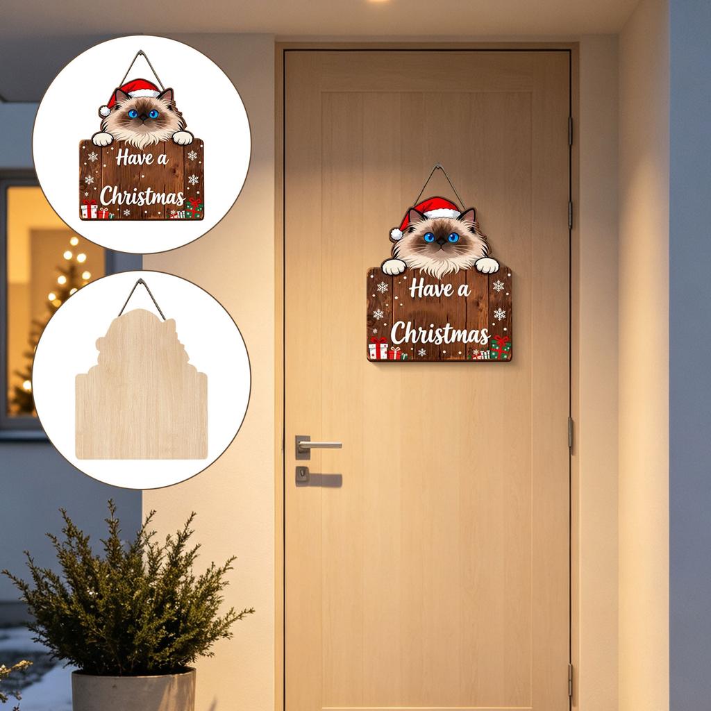 Wooden Christmas Ornament - Flat 2D Hanging Wood Decor for Christmas Tree, Holiday Party and Gift