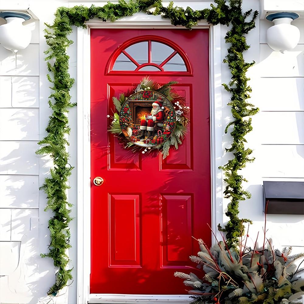 Christmas Decoration Sign,indoor Hanging decorations,2D Flat Wooden Products with Santa Claus pattern,Christmas Gifts for Friends and Family