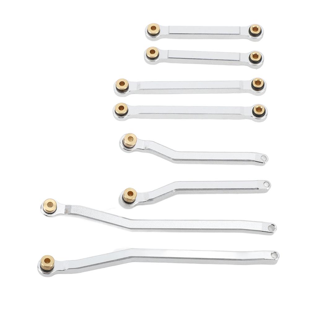 8PCS RC Wheelbase Link Rod Copper Aluminum Alloy RC Chassis Linkage Pull Rod for HOBBYPLUS 1 18 4WD CP18P RC Cars Silver