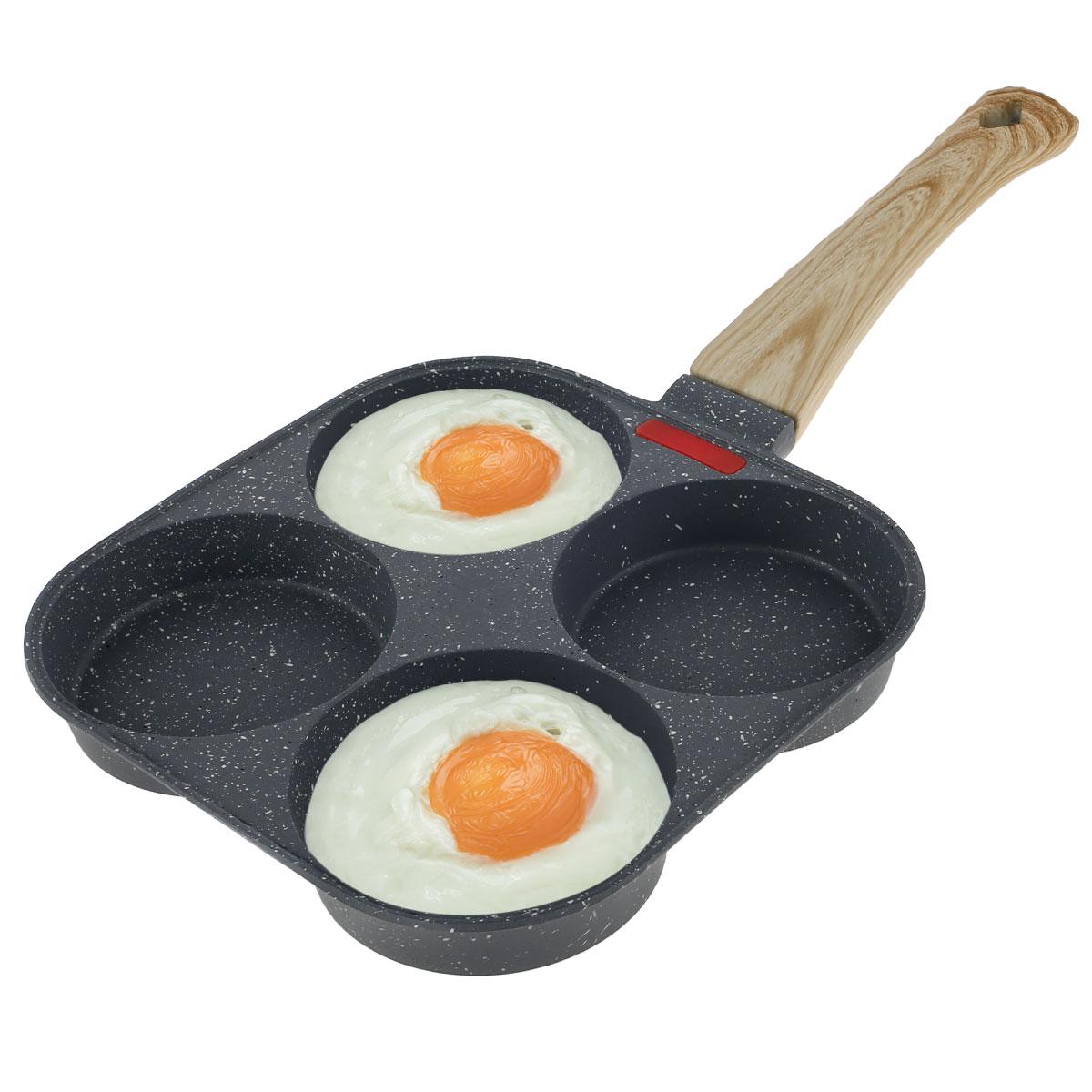 

4 Cups Aluminum Egg Frying Pan Non-stick Mini Omelet Pancake Frying Pan Versatile Breakfast Egg Skillet for Home Kitchen Cooking