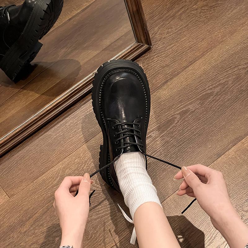 Fashion Retro Japanese Brown Loafers Thick Sole Height-Increasing Leather Women's Pumps Autumn 2024 New Mary Janes Lolita Platform Shoes