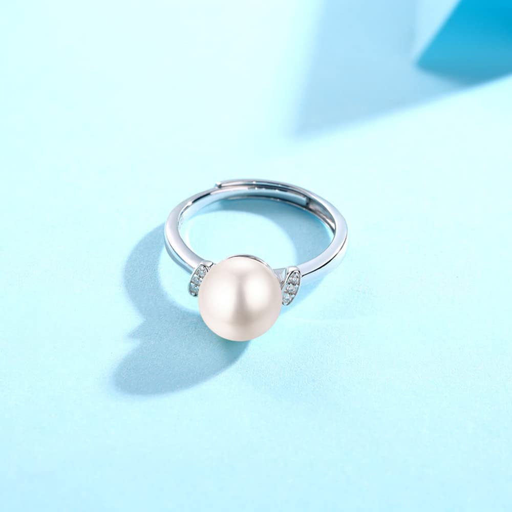 [JDE] Women's Pearl Ring, 8mm Genuine Pearl, 925 Sterling Silver, One Size Fits All, Elegant, Hypoallergenic, White Day Gift, Made in Japan