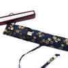 Ancient Style Cotton-Linen Folding Fan Bag with Buckle, Hot Stamped Brocade, and Protective Pendant.