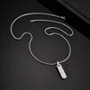 Small Vertical Bar Necklace for Men,Silver Color Cutting Surface Square Pendant Necklace,Hiphop Simple Jewelry