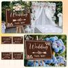 6 Pack Rustic Wooden Wedding Signs 17X12" Wedding This Way Lawn Signs Double Sided Wedding Parking Direction Sign Welcome To Our