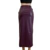 Women Skirt Faux Leather High Waisted Front Slit Hip Wrapped Skirt with Belt Buttons Closure Commuting Street Skirt