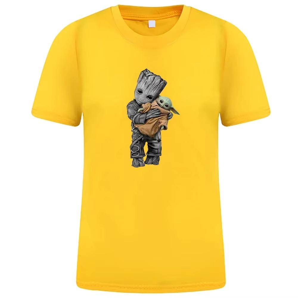 MINISO Cartoon Yoda Print T-Shirts Casual Mens Tee Shirt Harajuku Cotton Kawaii T Shirt Summer Streetwear Tops Women