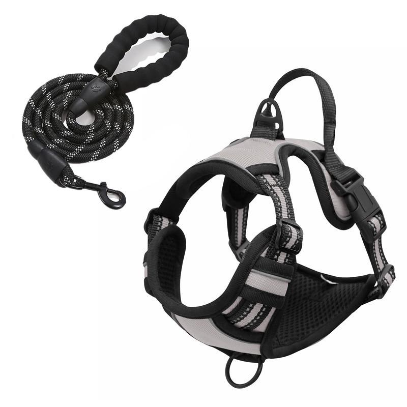 Reflective Nylon Dog Harness and Leash for Large Breeds