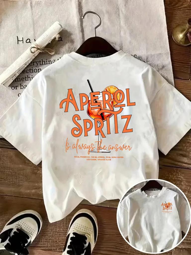 T-shirt Grafica Aperol Spritz Estate Festa Cocktail T-shirt Divertente Slogan da Bevuta Top Casual Manica Corta Streetwear Per Unisex Unisex