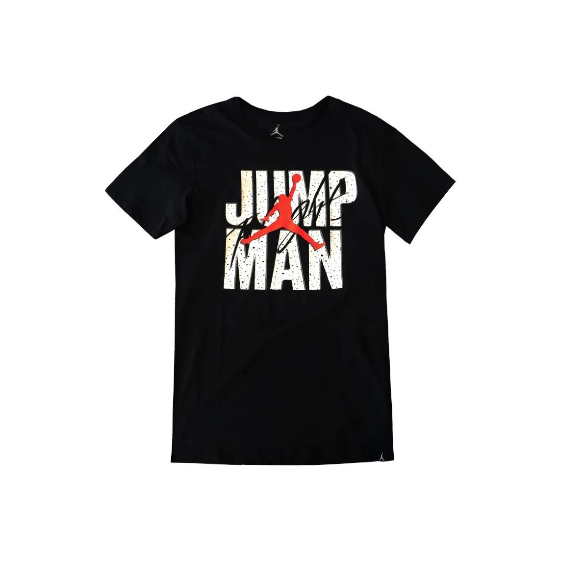 Jordan Alphabet Muster Lockeres Rundhals Kurzarm T-Shirt Herren Oberteile Schwarz AH3936-010 M gray