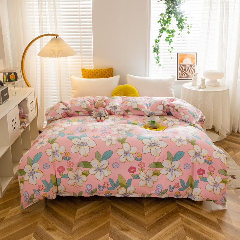 Kawaii Cartoon Bear Duvet Cover Cotton Girly Style Pattern Bedding Soft Skin-friendly Breathable Comforter Cover for Kids Girls