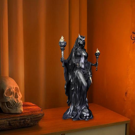 Hekate Niktipolos Statue Magic Greek Goddess Witch Figurine Lightbringer or Morning Star Resin Sculpture for Home Decor