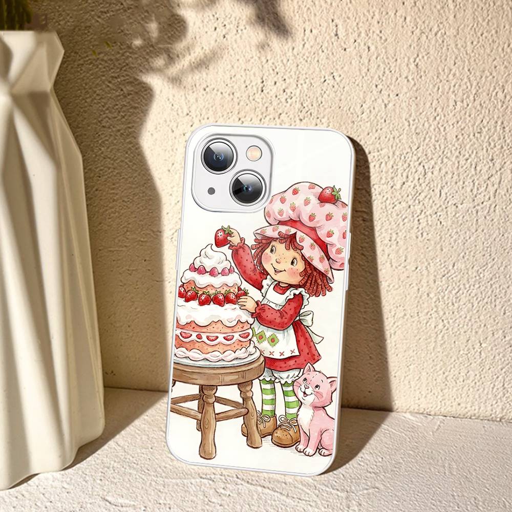 S-Strawberry-shortcake Girl For IPhone 14 13 12 Mini 11 Pro XS Max X XR 14 Plus Tempered Glass Cover